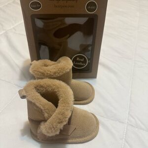 BearPaw Tan Faux Fur Baby Boots
